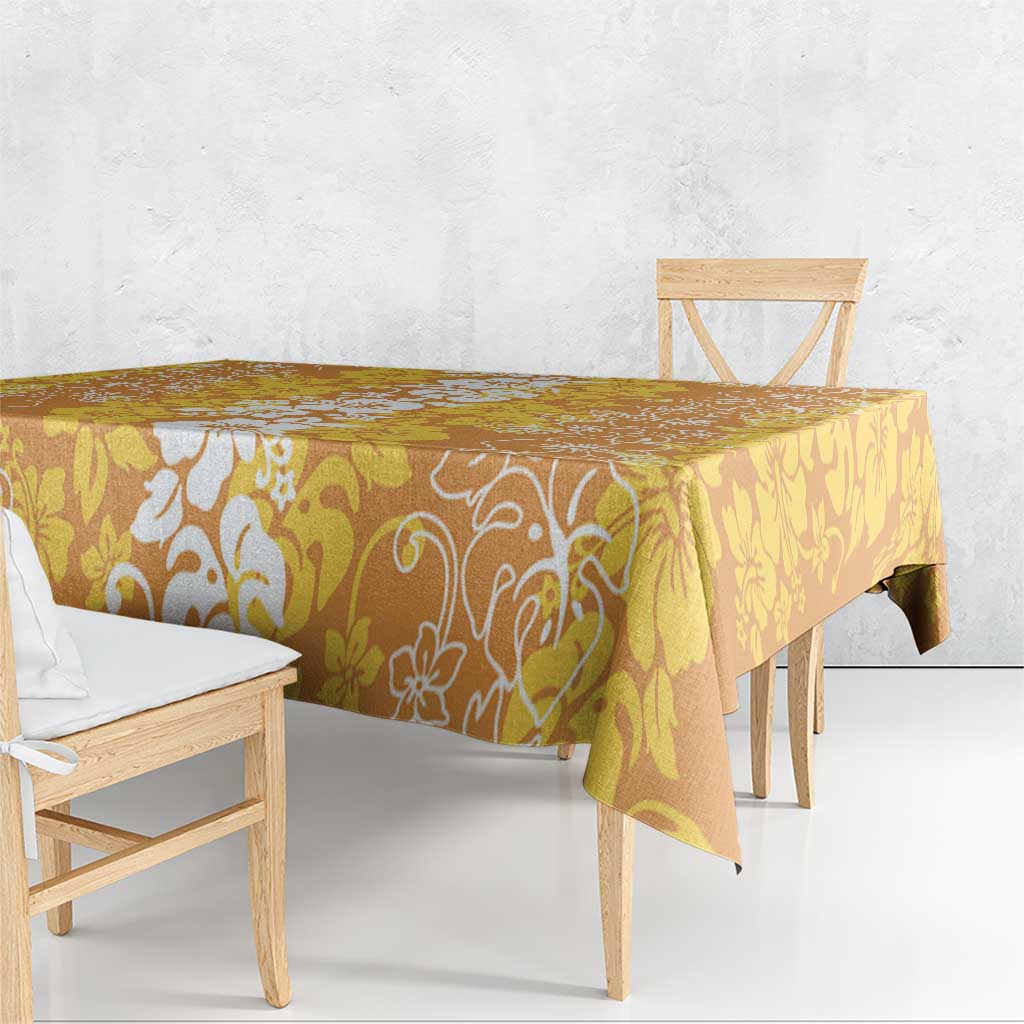 Hawaiian Lei Day Tablecloth Gold Hibiscus Flowers Lei Art LT9 - Polynesian Pride