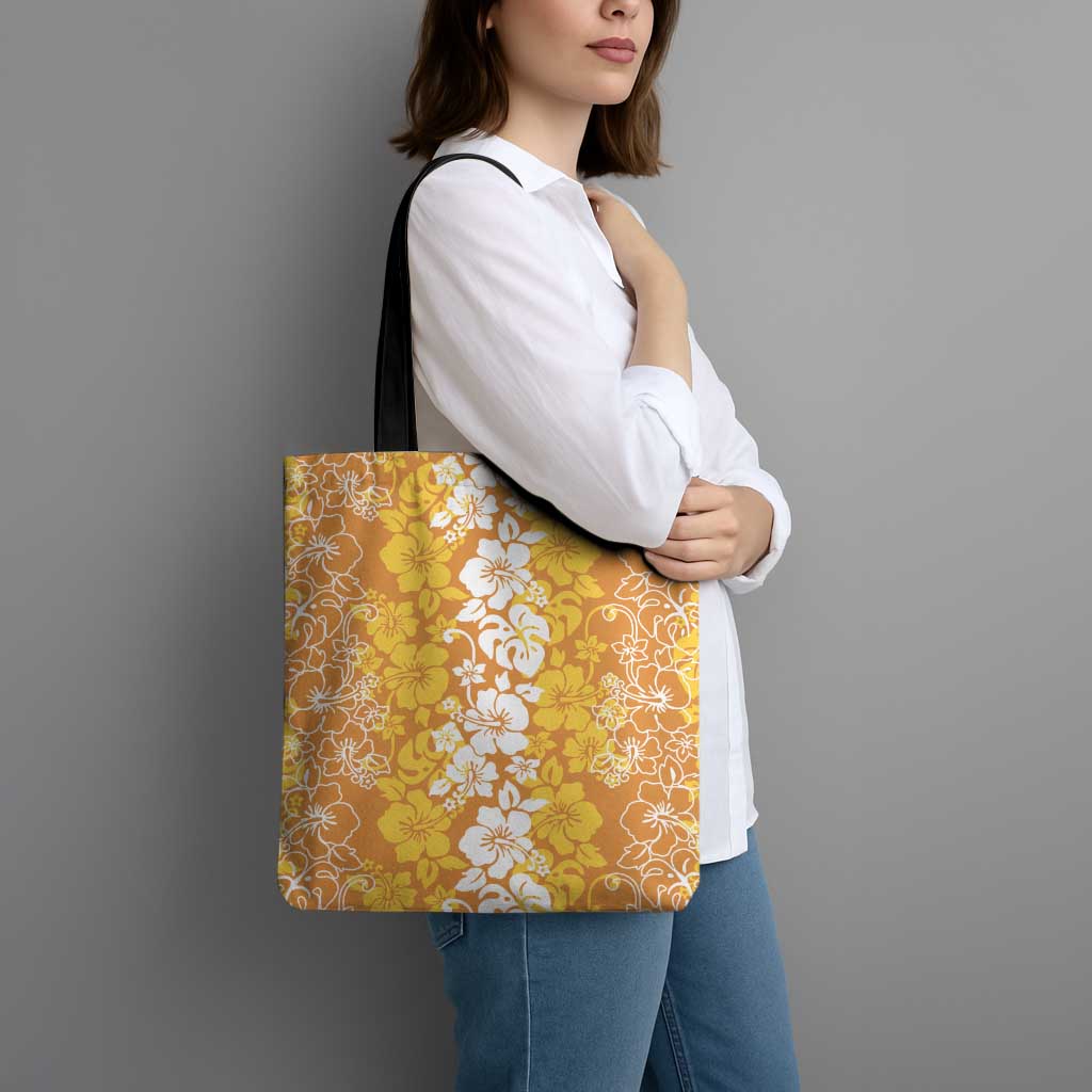 Hawaiian Lei Day Tote Bag Gold Hibiscus Flowers Lei Art LT9 - Polynesian Pride