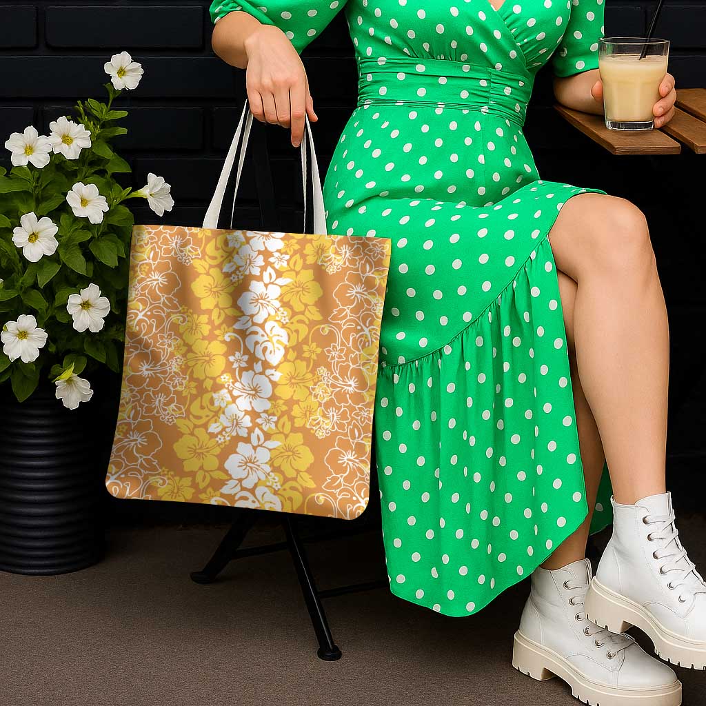 Hawaiian Lei Day Tote Bag Gold Hibiscus Flowers Lei Art LT9 - Polynesian Pride