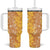 Hawaiian Lei Day Tumbler With Handle Gold Hibiscus Flowers Lei Art