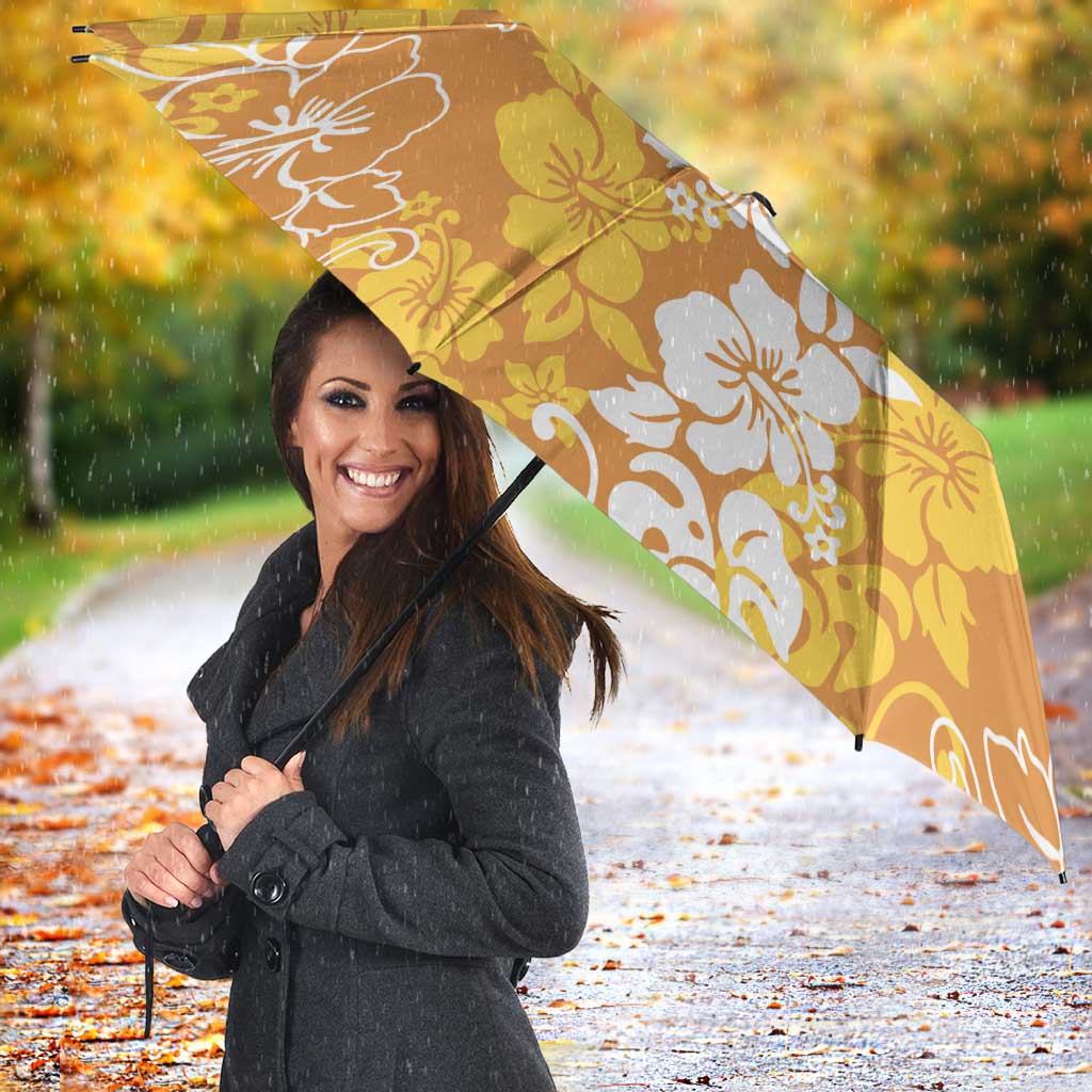 Hawaiian Lei Day Umbrella Gold Hibiscus Flowers Lei Art - Polynesian Pride