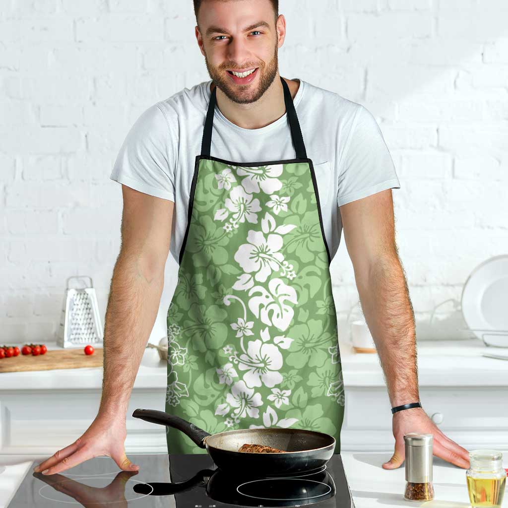 Hawaiian Lei Day Apron Green Hibiscus Flowers Lei Art - Polynesian Pride