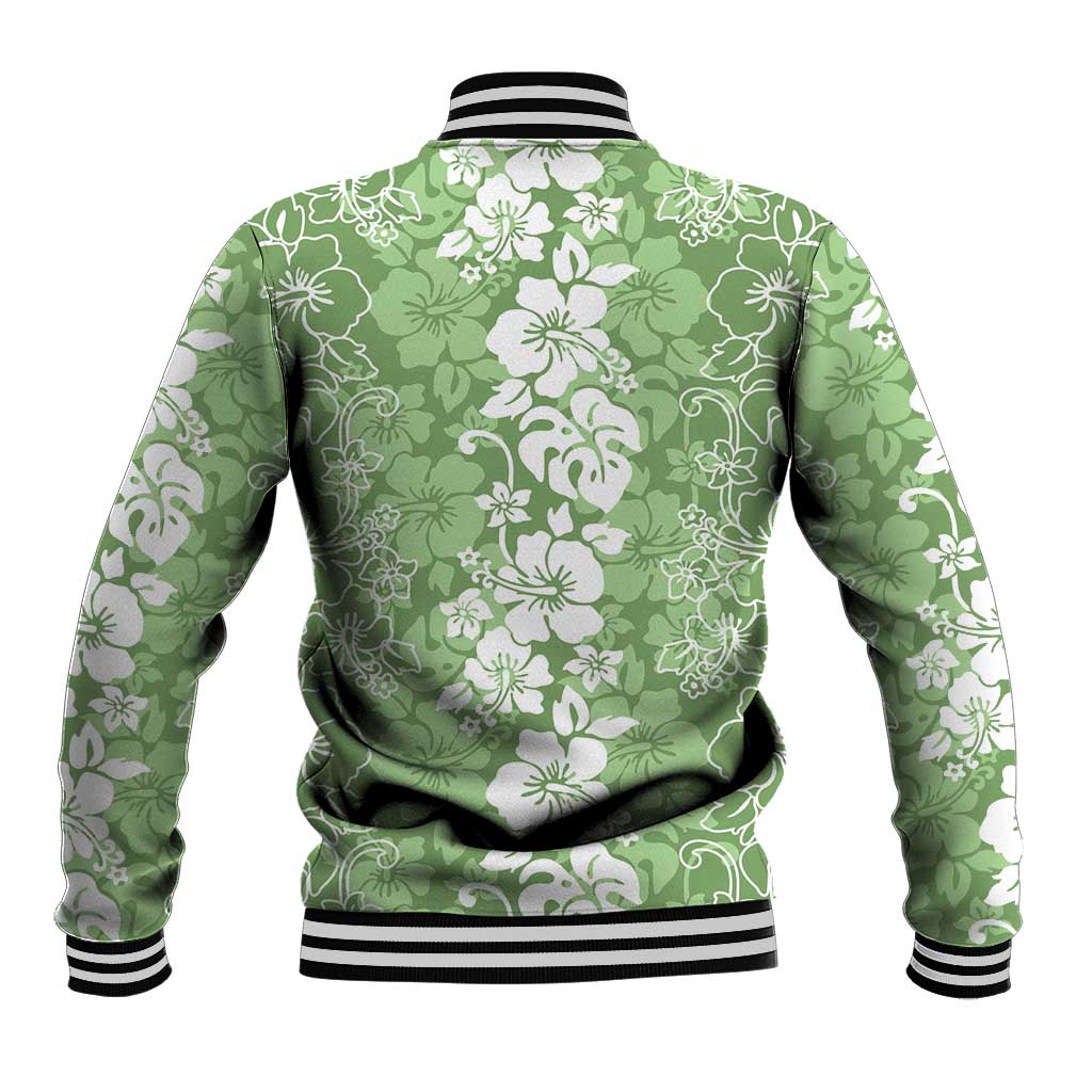 Hawaiian Lei Day Baseball Jacket Green Hibiscus Flowers Lei Art LT9 - Polynesian Pride