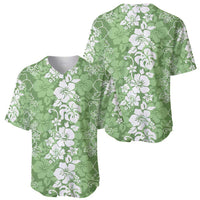 Hawaiian Lei Day Baseball Jersey Green Hibiscus Flowers Lei Art LT9 - Polynesian Pride
