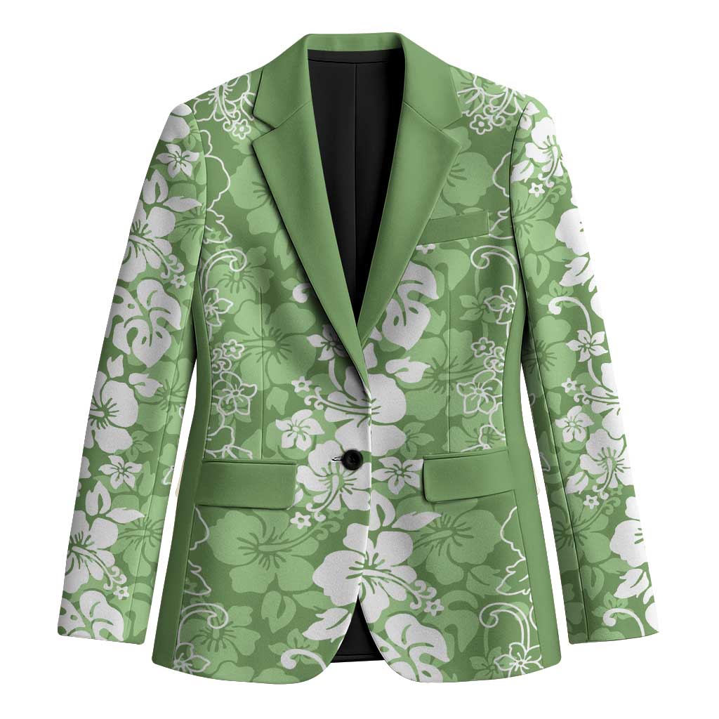 Hawaiian Lei Day Blazer Green Hibiscus Flowers Lei Art - Polynesian Pride