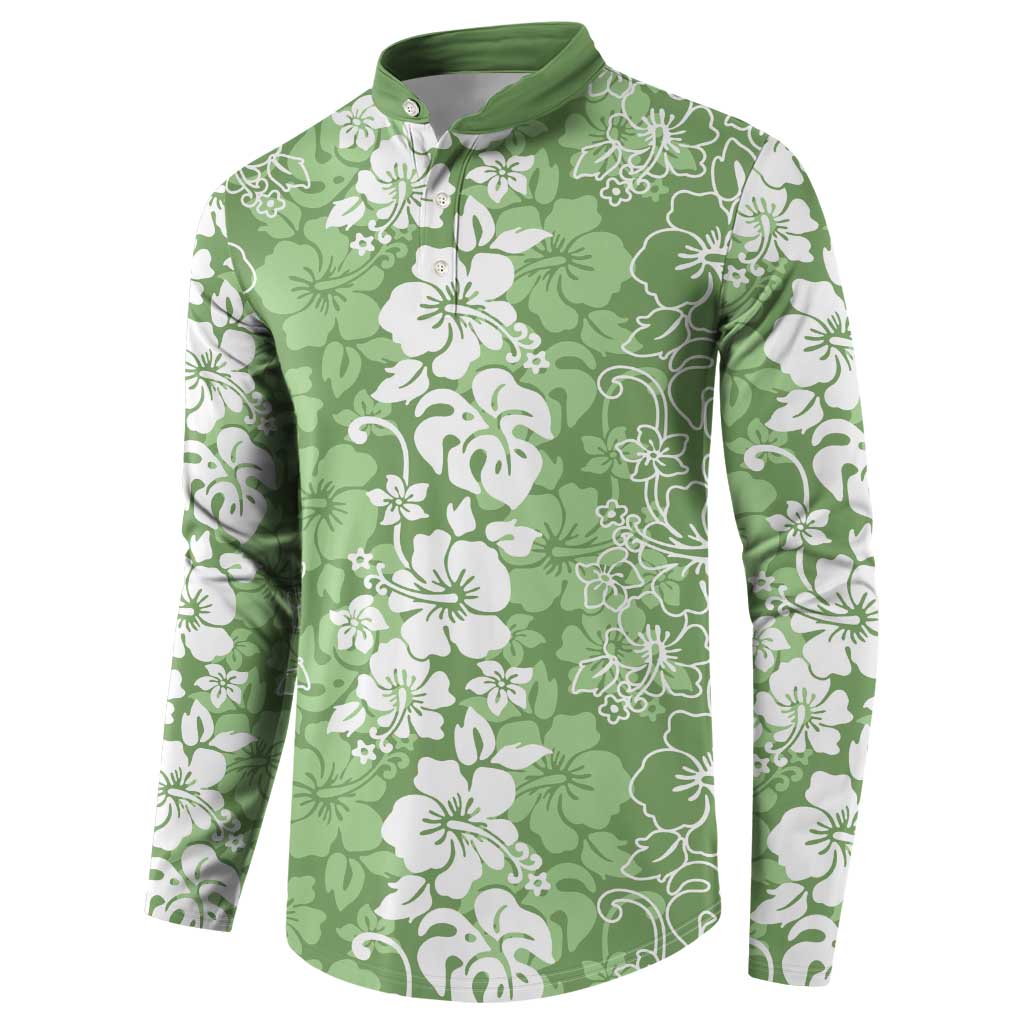 Hawaiian Lei Day Button Sweatshirt Green Hibiscus Flowers Lei Art LT9 - Polynesian Pride