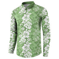 Hawaiian Lei Day Button Sweatshirt Green Hibiscus Flowers Lei Art LT9 - Polynesian Pride