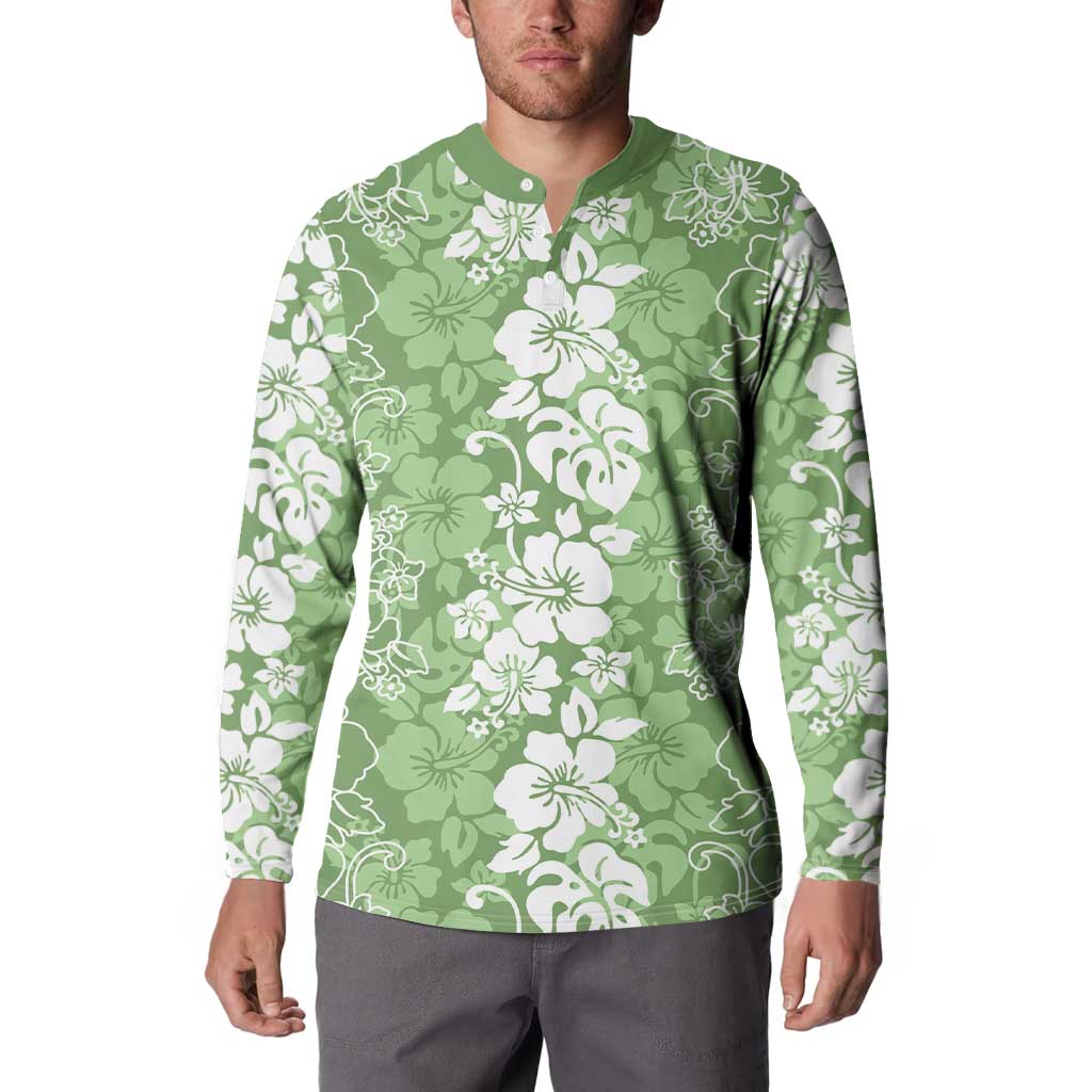 Hawaiian Lei Day Button Sweatshirt Green Hibiscus Flowers Lei Art LT9 - Polynesian Pride