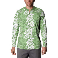 Hawaiian Lei Day Button Sweatshirt Green Hibiscus Flowers Lei Art LT9 - Polynesian Pride
