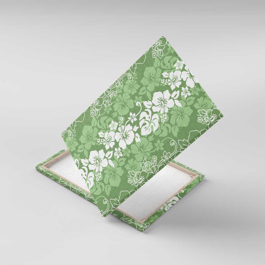 Hawaiian Lei Day Canvas Wall Art Green Hibiscus Flowers Lei Art