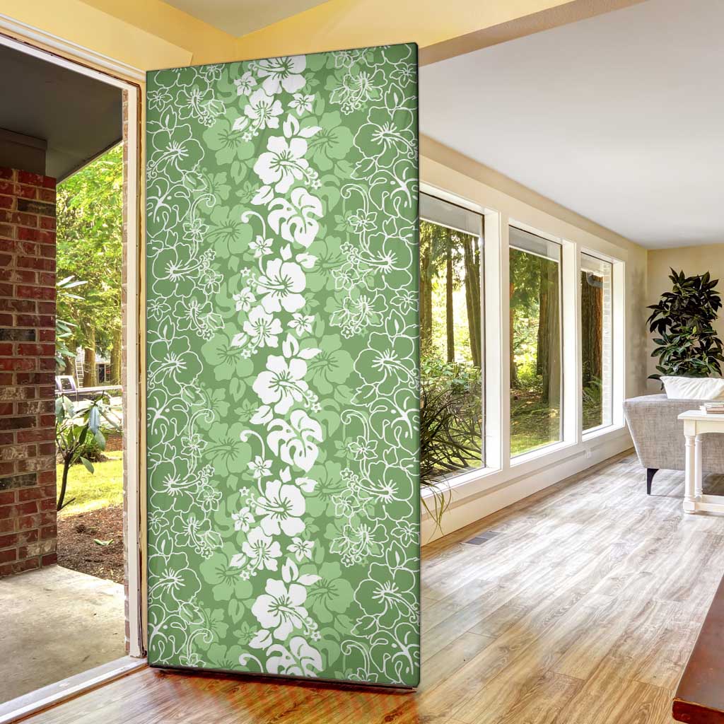 Hawaiian Lei Day Door Cover Green Hibiscus Flowers Lei Art - Polynesian Pride