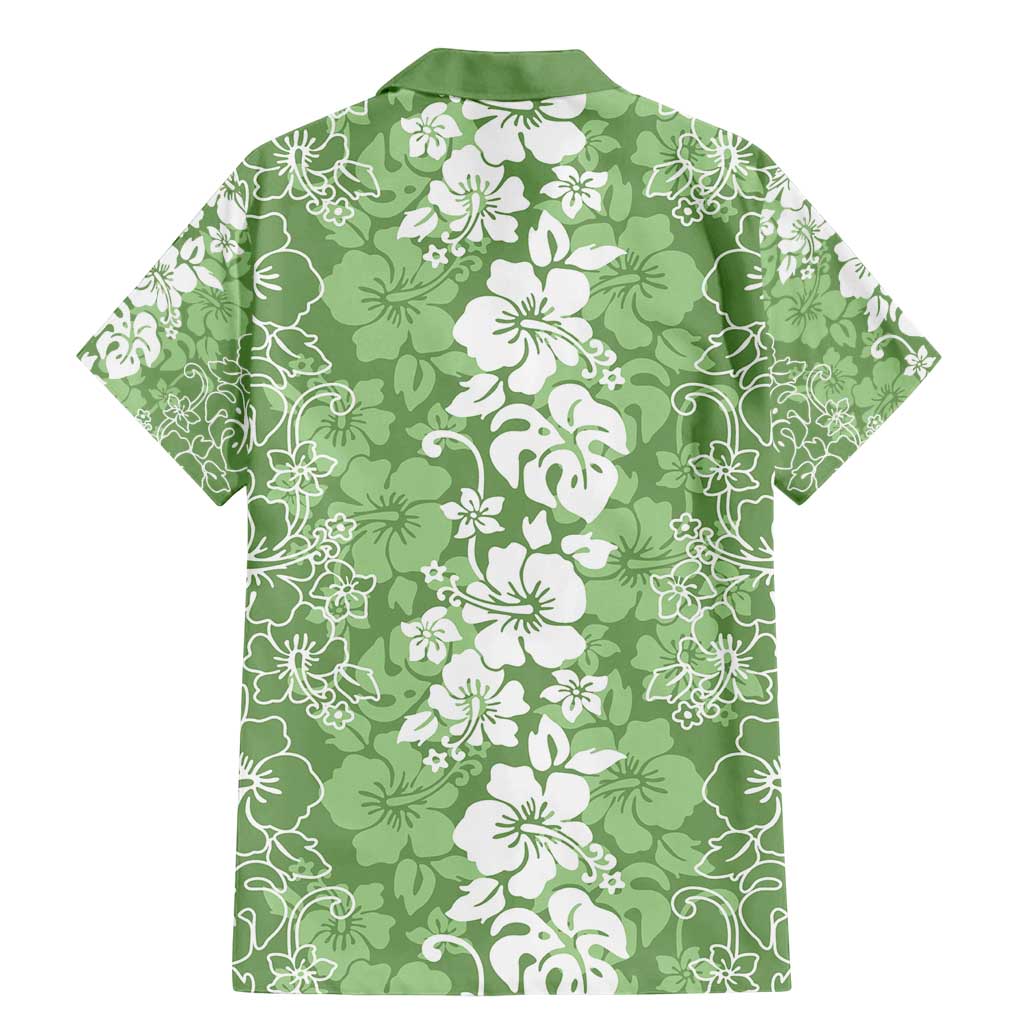 Hawaiian Lei Day Family Matching Mermaid Dress and Hawaiian Shirt Green Hibiscus Flowers Lei Art LT9 - Polynesian Pride