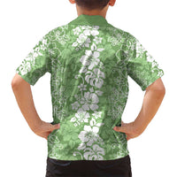 Hawaiian Lei Day Kid Hawaiian Shirt Green Hibiscus Flowers Lei Art LT9 - Polynesian Pride