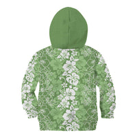 Hawaiian Lei Day Kid Hoodie Green Hibiscus Flowers Lei Art