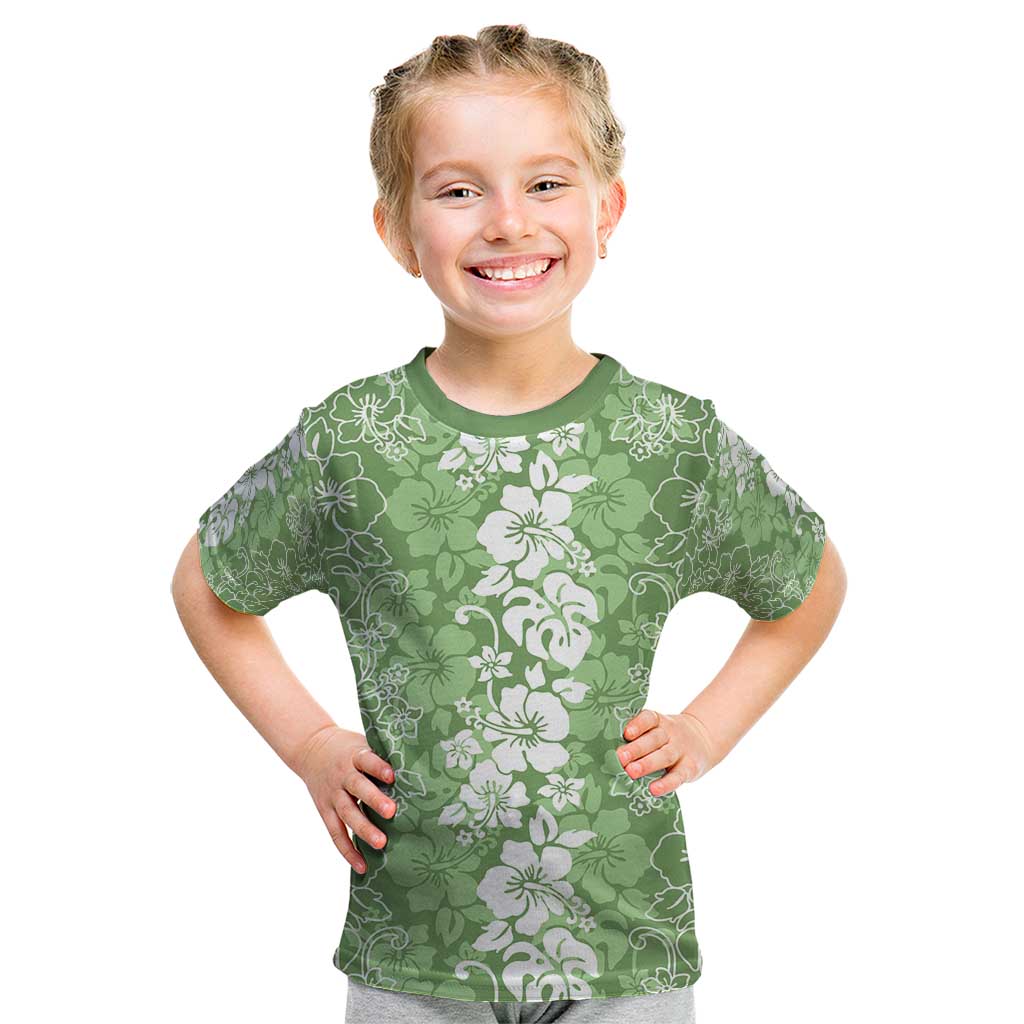 Hawaiian Lei Day Kid T Shirt Green Hibiscus Flowers Lei Art LT9 Green - Polynesian Pride