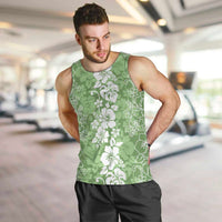 Hawaiian Lei Day Men Tank Top Green Hibiscus Flowers Lei Art LT9 Green - Polynesian Pride