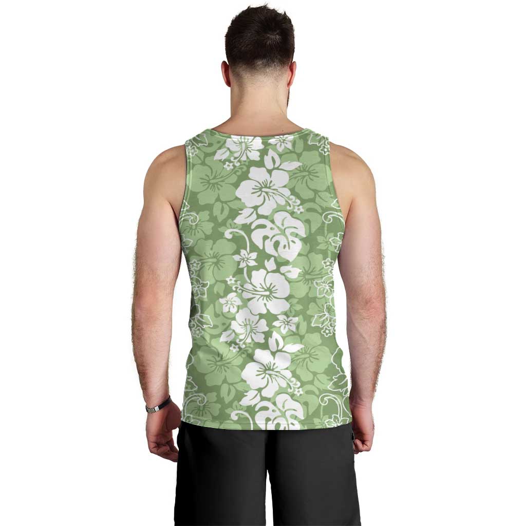 Hawaiian Lei Day Men Tank Top Green Hibiscus Flowers Lei Art LT9 - Polynesian Pride