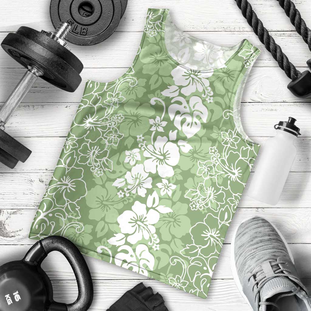 Hawaiian Lei Day Men Tank Top Green Hibiscus Flowers Lei Art LT9 - Polynesian Pride