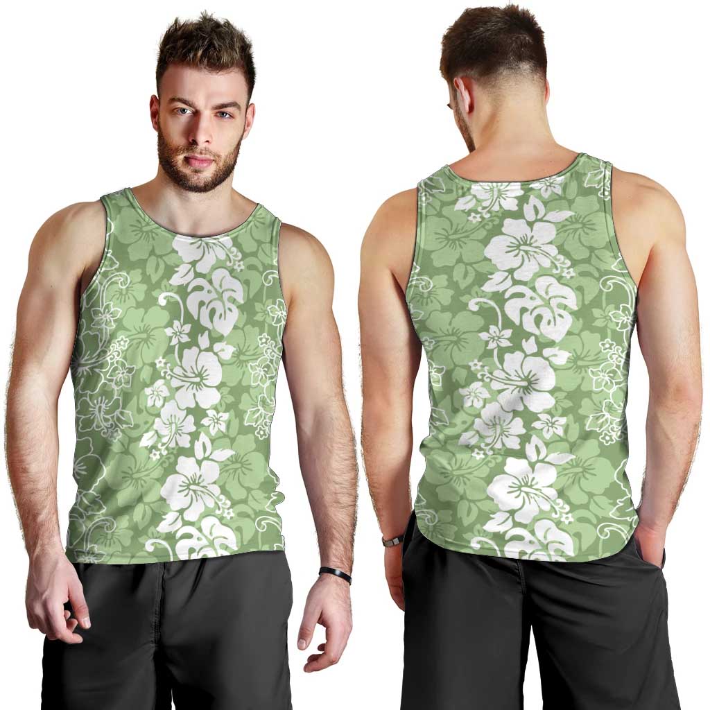 Hawaiian Lei Day Men Tank Top Green Hibiscus Flowers Lei Art LT9 - Polynesian Pride
