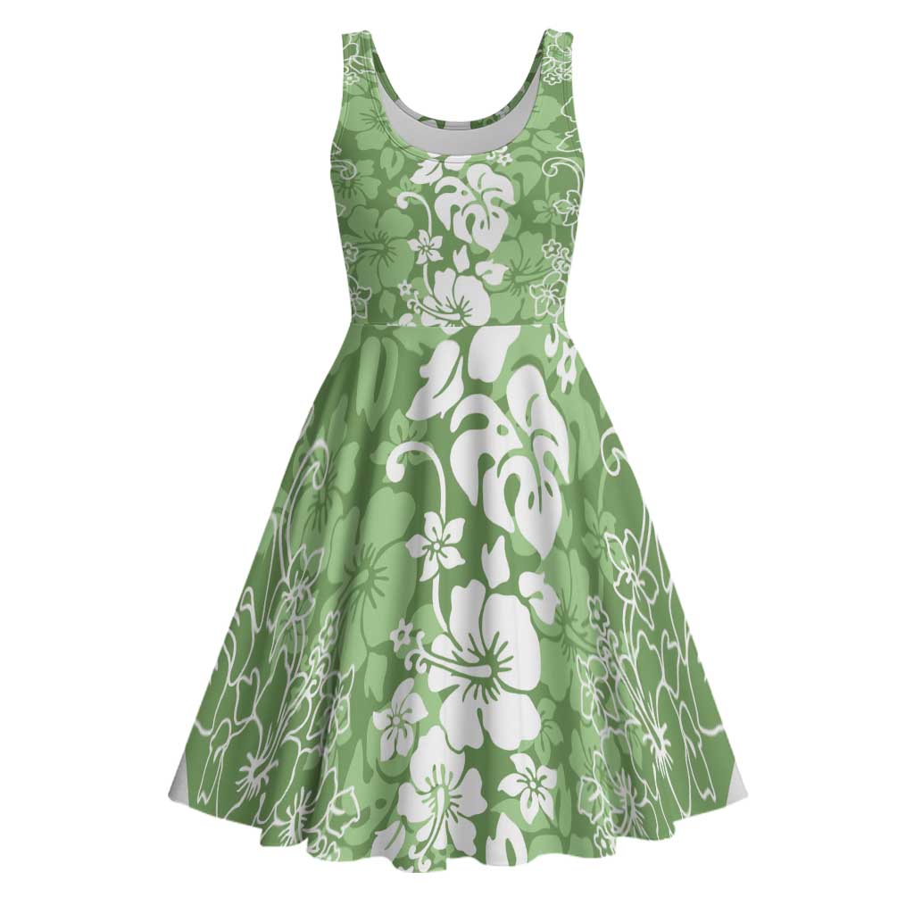 Hawaiian Lei Day Midi Dress Green Hibiscus Flowers Lei Art - Polynesian Pride