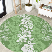 Hawaiian Lei Day Round Carpet Green Hibiscus Flowers Lei Art LT9 Green - Polynesian Pride