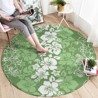 Hawaiian Lei Day Round Carpet Green Hibiscus Flowers Lei Art LT9 - Polynesian Pride