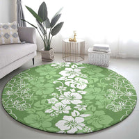 Hawaiian Lei Day Round Carpet Green Hibiscus Flowers Lei Art LT9 - Polynesian Pride
