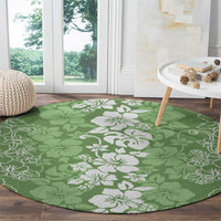 Hawaiian Lei Day Round Carpet Green Hibiscus Flowers Lei Art LT9 - Polynesian Pride