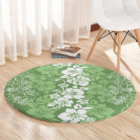 Hawaiian Lei Day Round Carpet Green Hibiscus Flowers Lei Art LT9 - Polynesian Pride