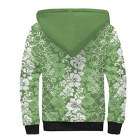 Hawaiian Lei Day Sherpa Hoodie Green Hibiscus Flowers Lei Art LT9 - Polynesian Pride