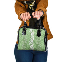 Hawaiian Lei Day Shoulder Handbag Green Hibiscus Flowers Lei Art