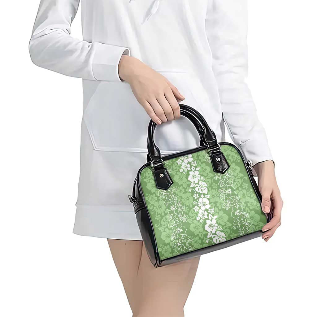 Hawaiian Lei Day Shoulder Handbag Green Hibiscus Flowers Lei Art