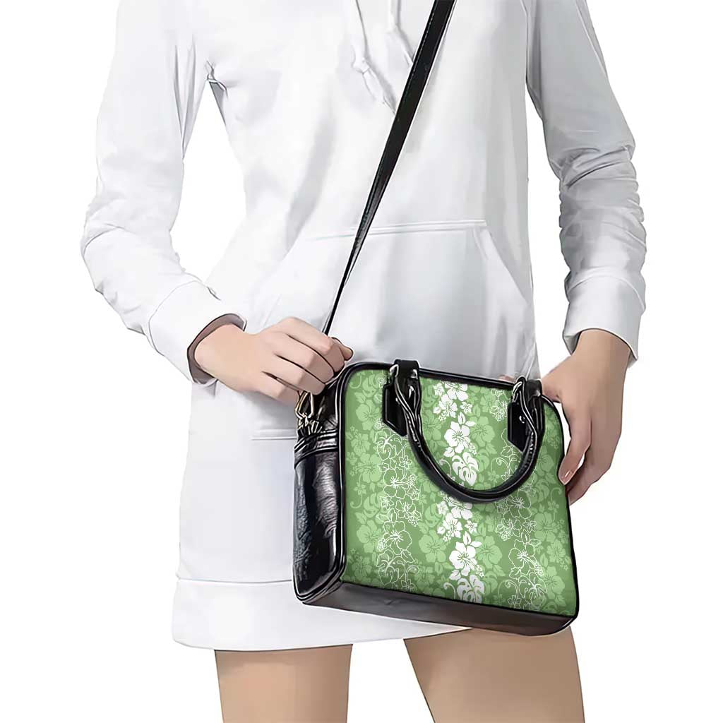 Hawaiian Lei Day Shoulder Handbag Green Hibiscus Flowers Lei Art