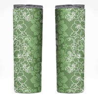 Hawaiian Lei Day Skinny Tumbler Green Hibiscus Flowers Lei Art