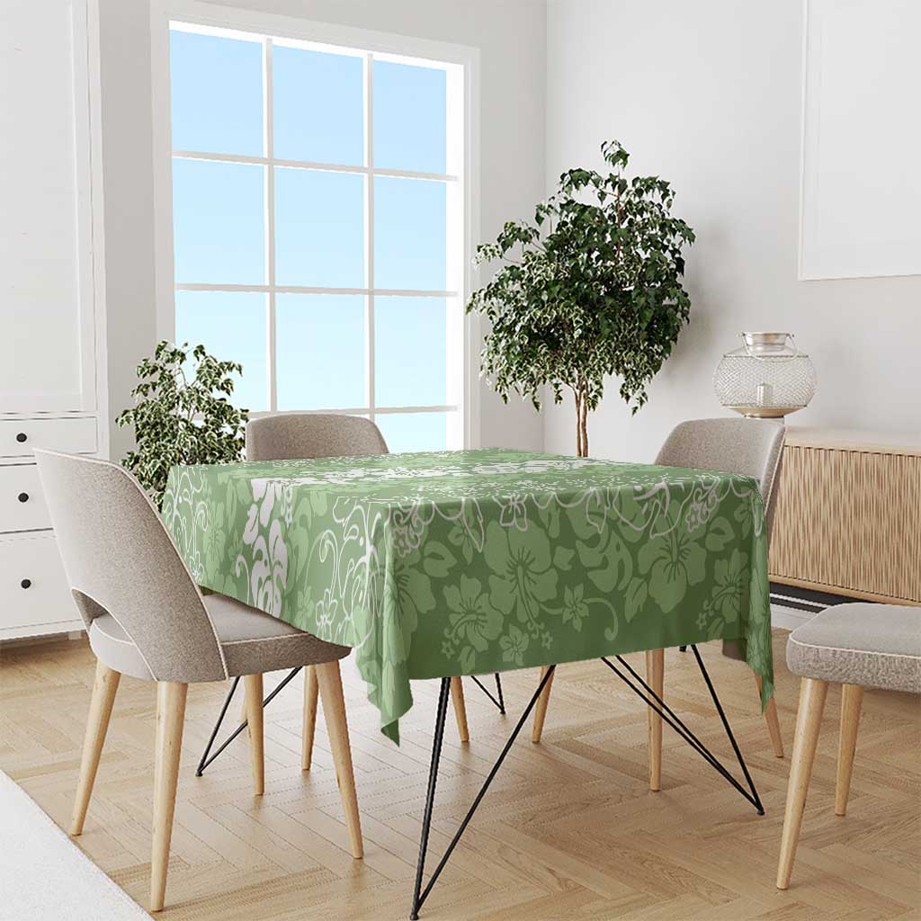 Hawaiian Lei Day Tablecloth Green Hibiscus Flowers Lei Art LT9 - Polynesian Pride