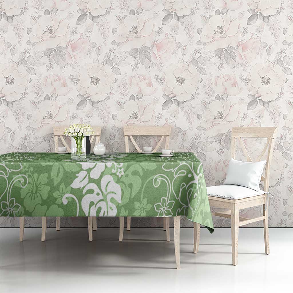 Hawaiian Lei Day Tablecloth Green Hibiscus Flowers Lei Art LT9 - Polynesian Pride
