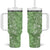 Hawaiian Lei Day Tumbler With Handle Green Hibiscus Flowers Lei Art