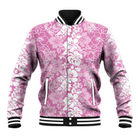 Hawaiian Lei Day Baseball Jacket Pink Hibiscus Flowers Lei Art LT9 Unisex Pink - Polynesian Pride