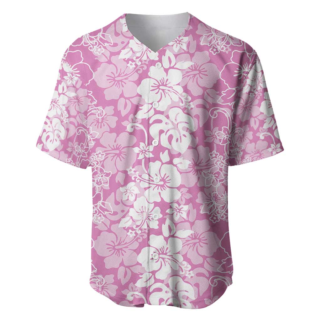 Hawaiian Lei Day Baseball Jersey Pink Hibiscus Flowers Lei Art LT9 Pink - Polynesian Pride