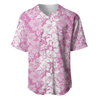 Hawaiian Lei Day Baseball Jersey Pink Hibiscus Flowers Lei Art LT9 Pink - Polynesian Pride