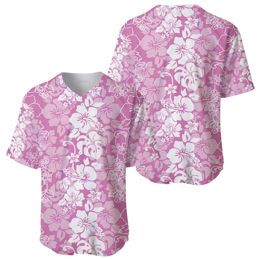 Hawaiian Lei Day Baseball Jersey Pink Hibiscus Flowers Lei Art LT9 - Polynesian Pride