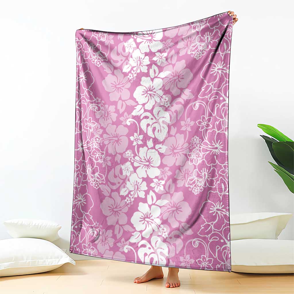 Hawaiian Lei Day Blanket Pink Hibiscus Flowers Lei Art