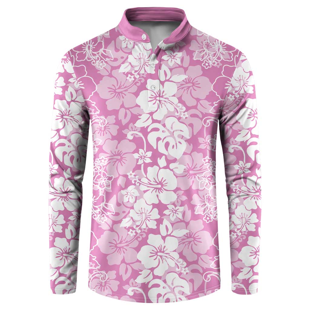 Hawaiian Lei Day Button Sweatshirt Pink Hibiscus Flowers Lei Art LT9 Pink - Polynesian Pride