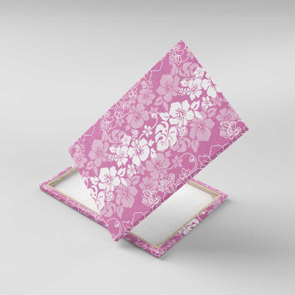 Hawaiian Lei Day Canvas Wall Art Pink Hibiscus Flowers Lei Art
