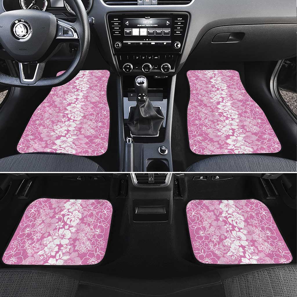 Hawaiian Lei Day Car Mats Pink Hibiscus Flowers Lei Art