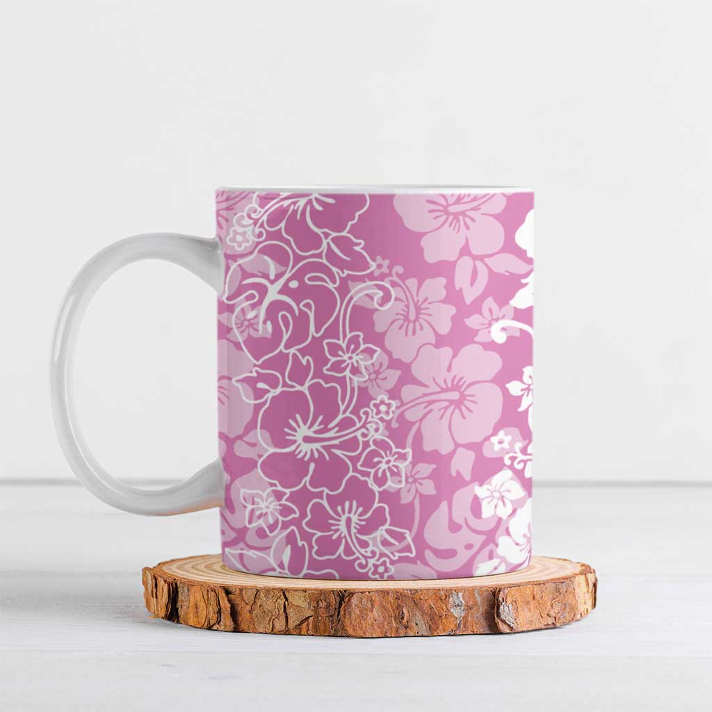 Hawaiian Lei Day Ceramic Mug Pink Hibiscus Flowers Lei Art - Polynesian Pride