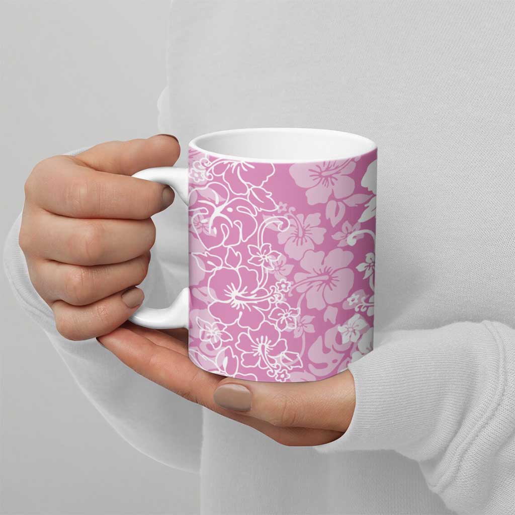Hawaiian Lei Day Ceramic Mug Pink Hibiscus Flowers Lei Art - Polynesian Pride