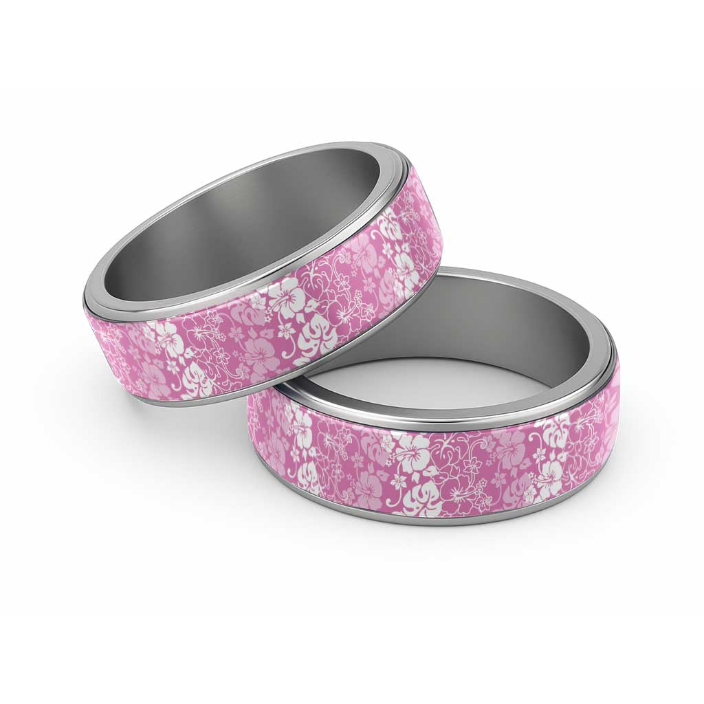 Hawaiian Lei Day Classic Ring Pink Hibiscus Flowers Lei Art - Polynesian Pride