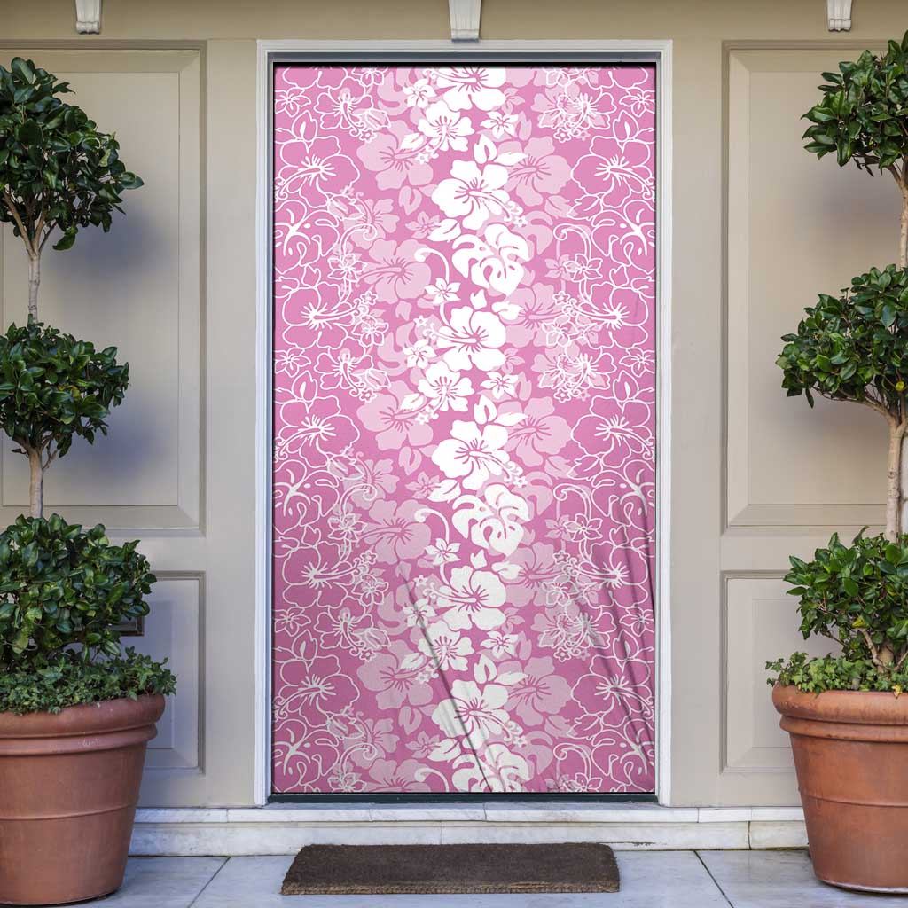 Hawaiian Lei Day Door Cover Pink Hibiscus Flowers Lei Art - Polynesian Pride