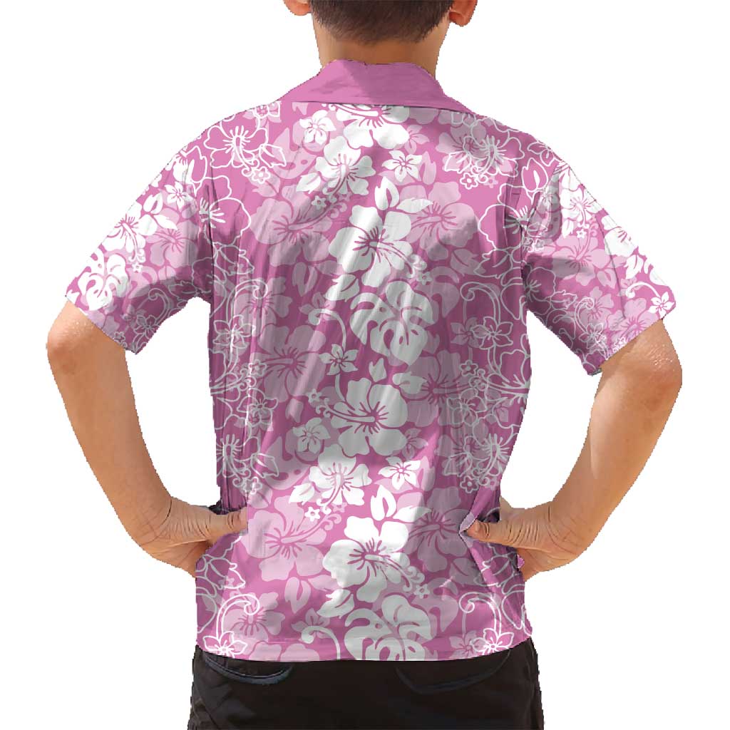 Hawaiian Lei Day Family Matching Long Sleeve Bodycon Dress and Hawaiian Shirt Pink Hibiscus Flowers Lei Art LT9 - Polynesian Pride